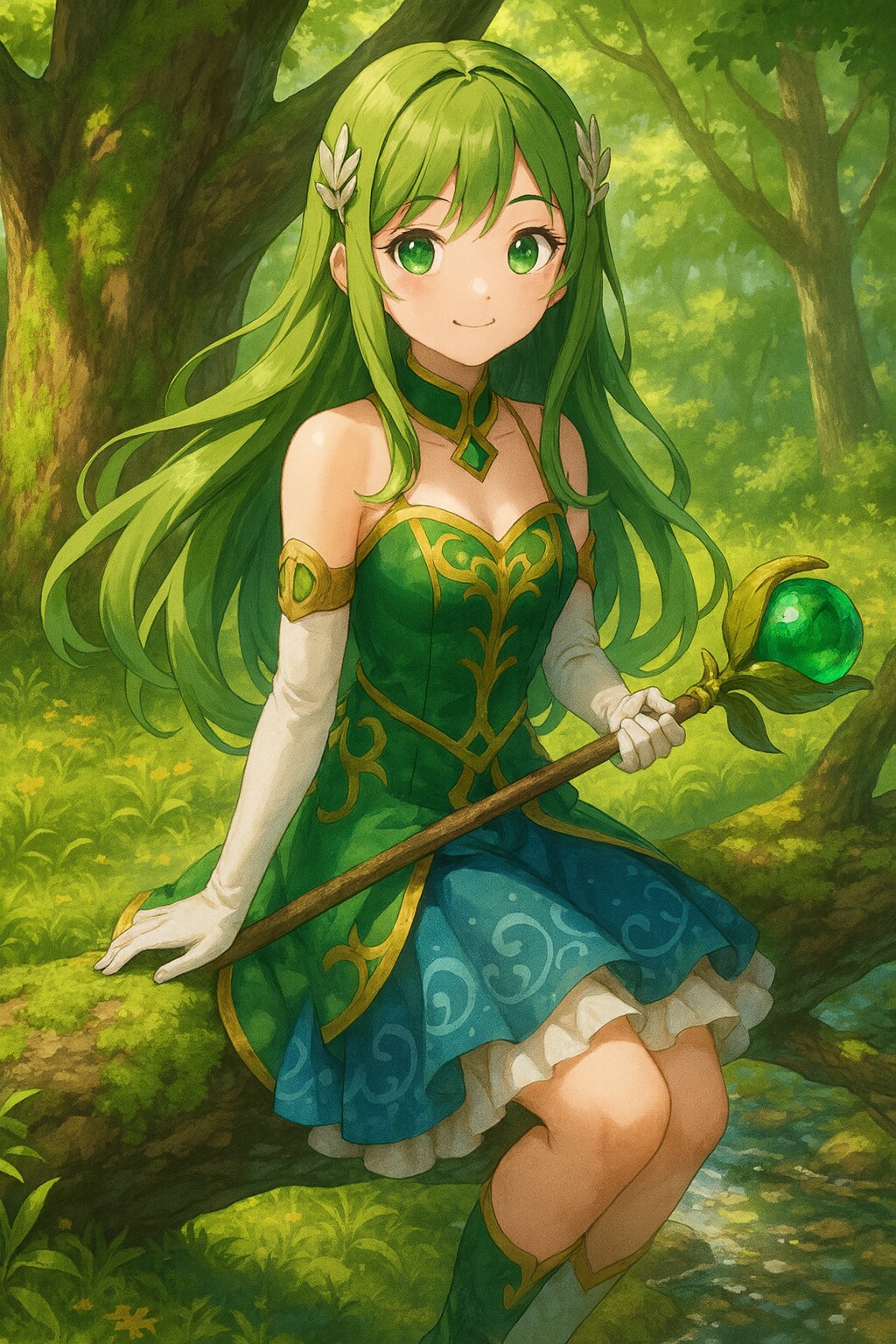 森にて一息つく魔法少女 | の人気AIイラスト・グラビア