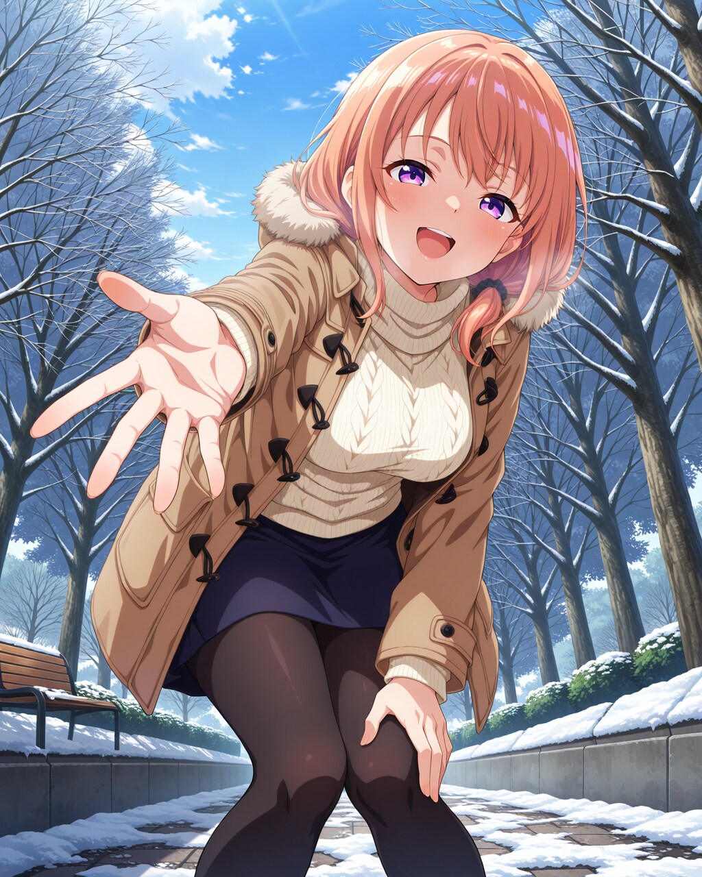 雪で転んだ時に手を差し伸べる子
