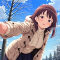 雪で転んだ時に手を差し伸べる子 5枚目