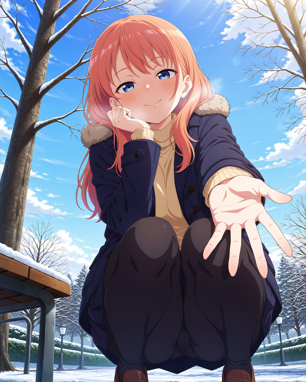 雪で転んだ時に手を差し伸べる子