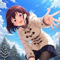 雪で転んだ時に手を差し伸べる子 2枚目
