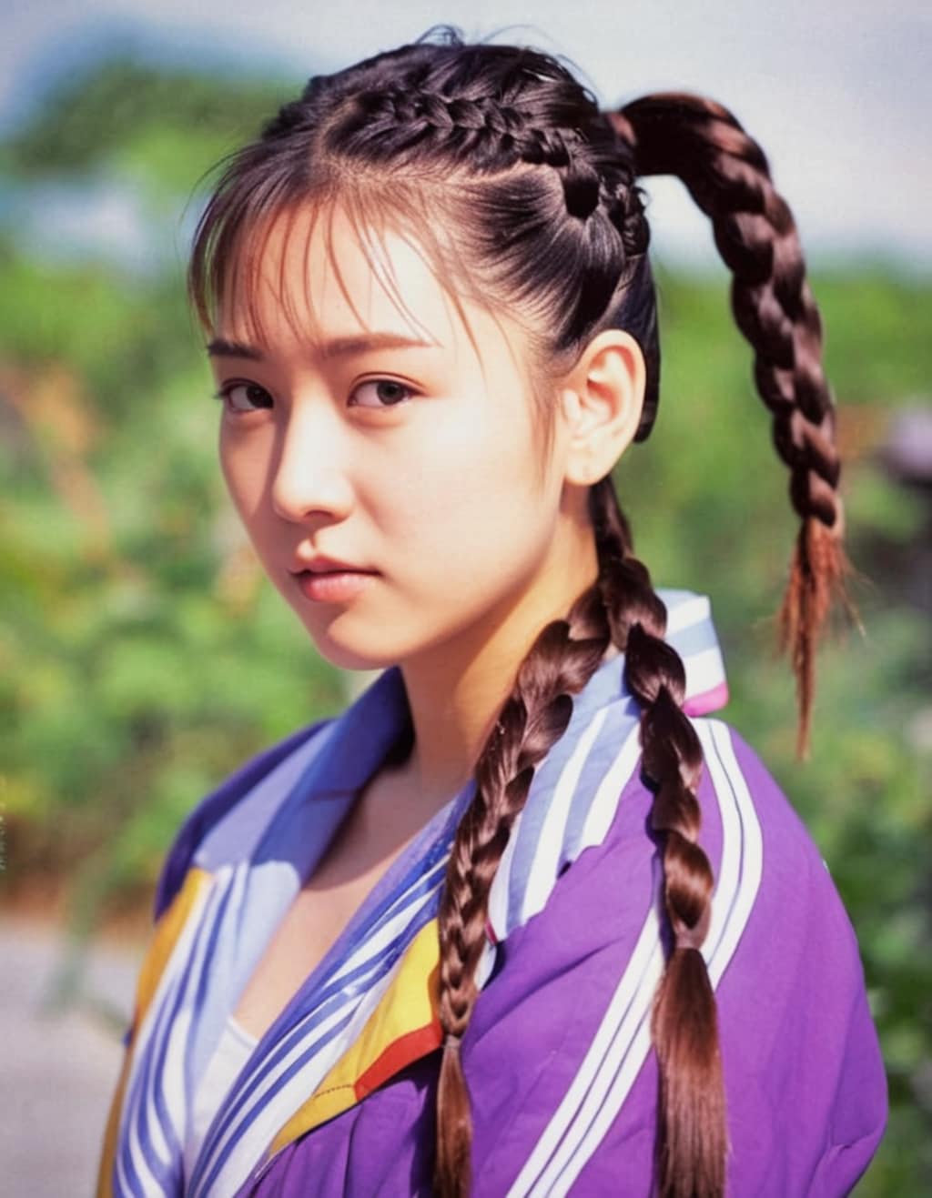 編んだポニーテール