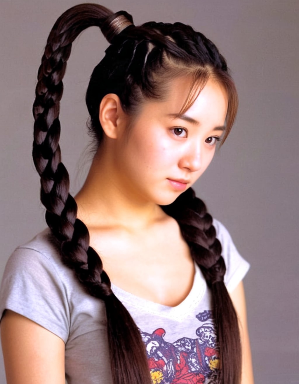 編んだポニーテール