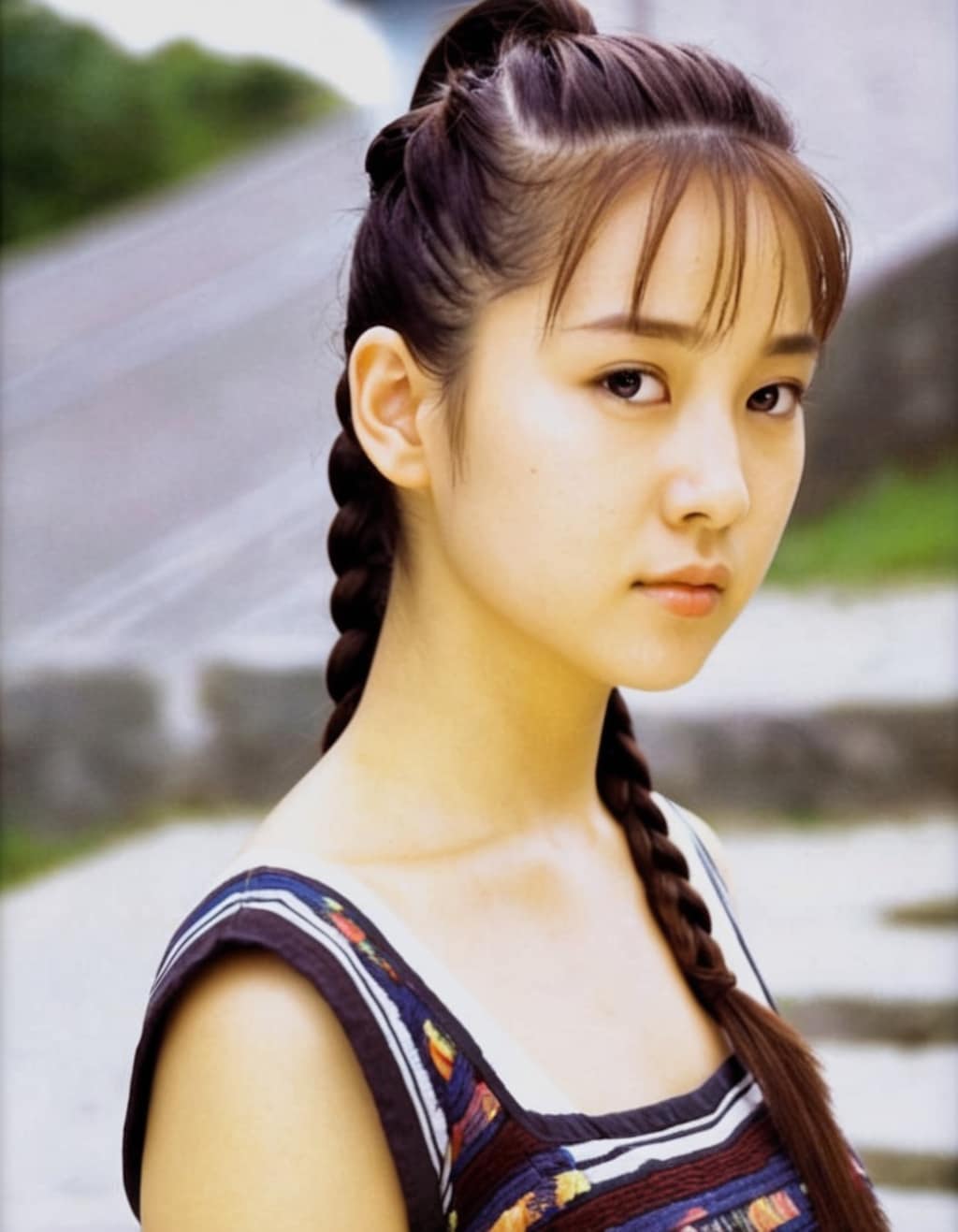 編んだポニーテール