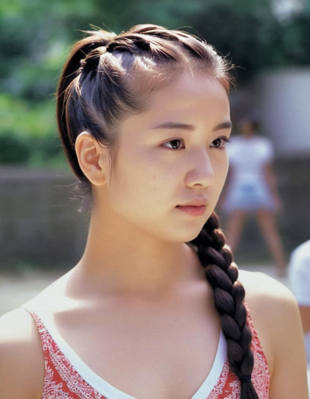 編んだポニーテール