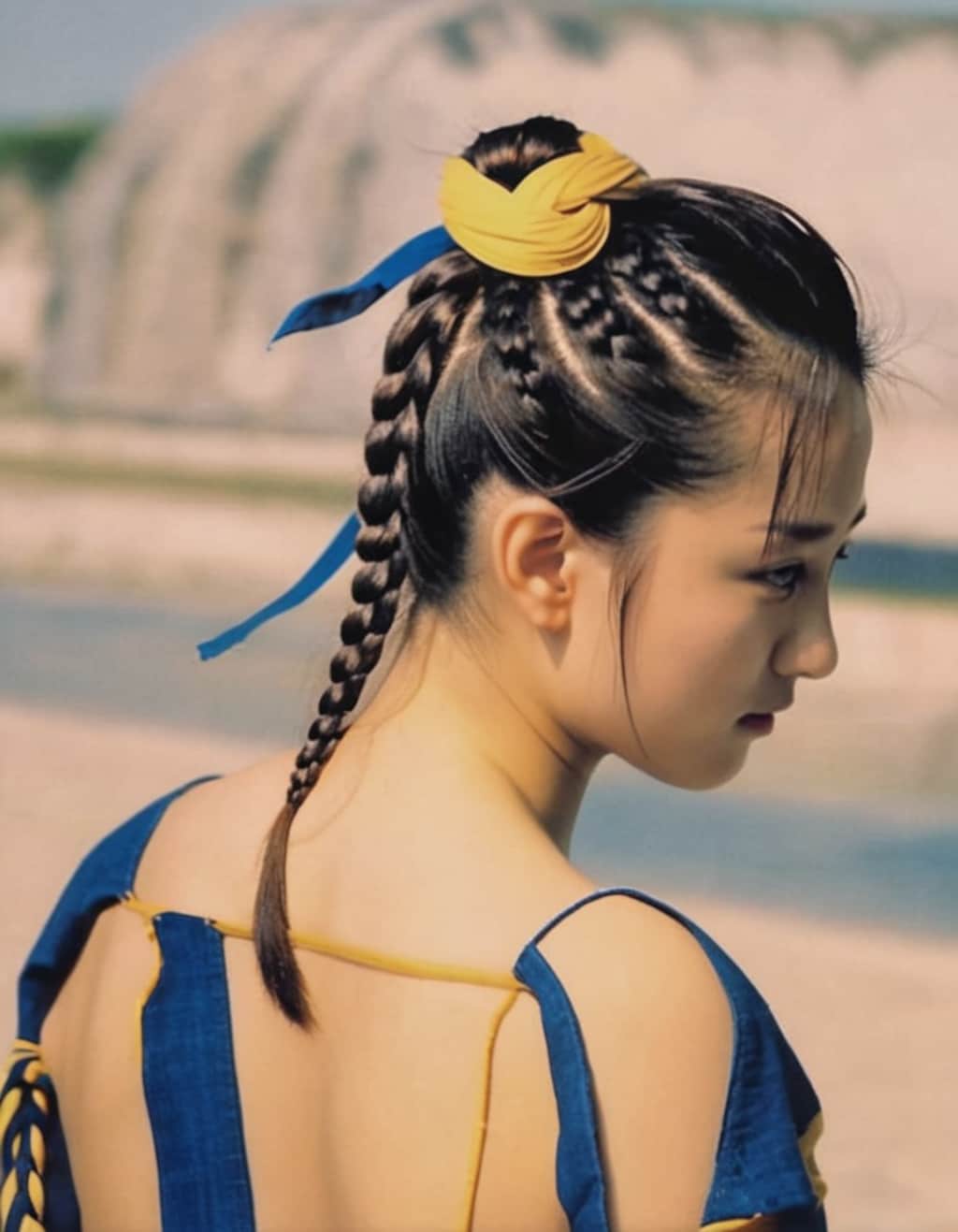 編んだポニーテール