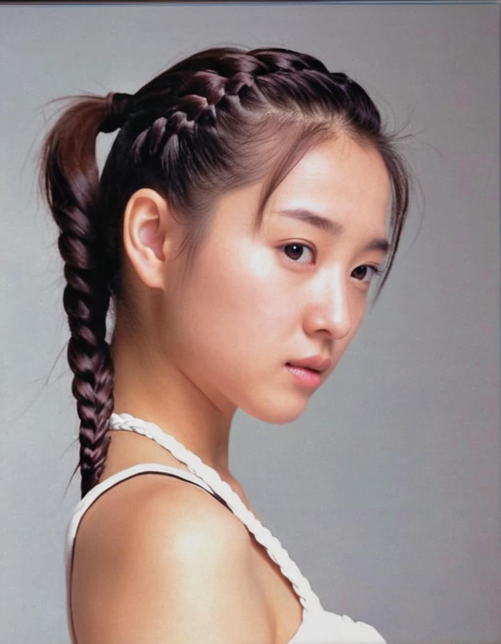 編んだポニーテール