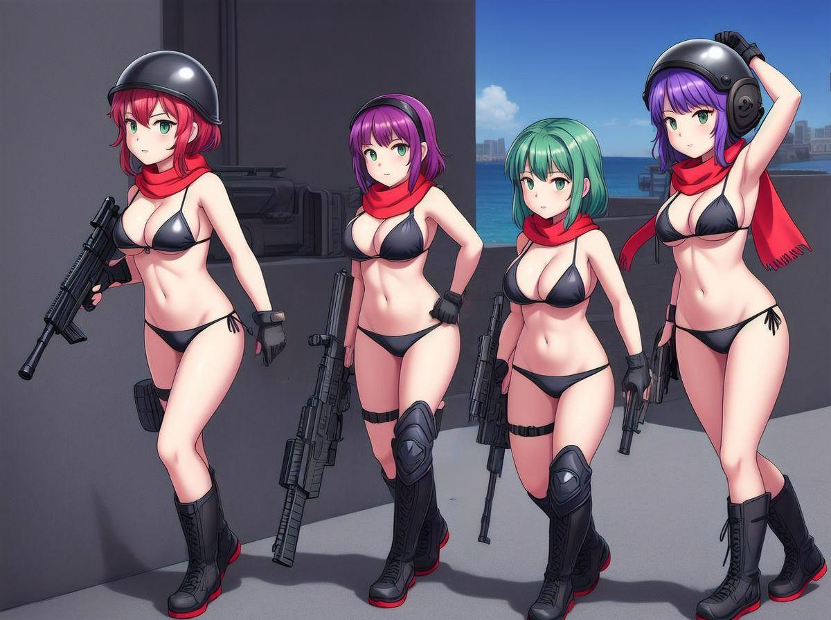 ビキニ女兵士4人組