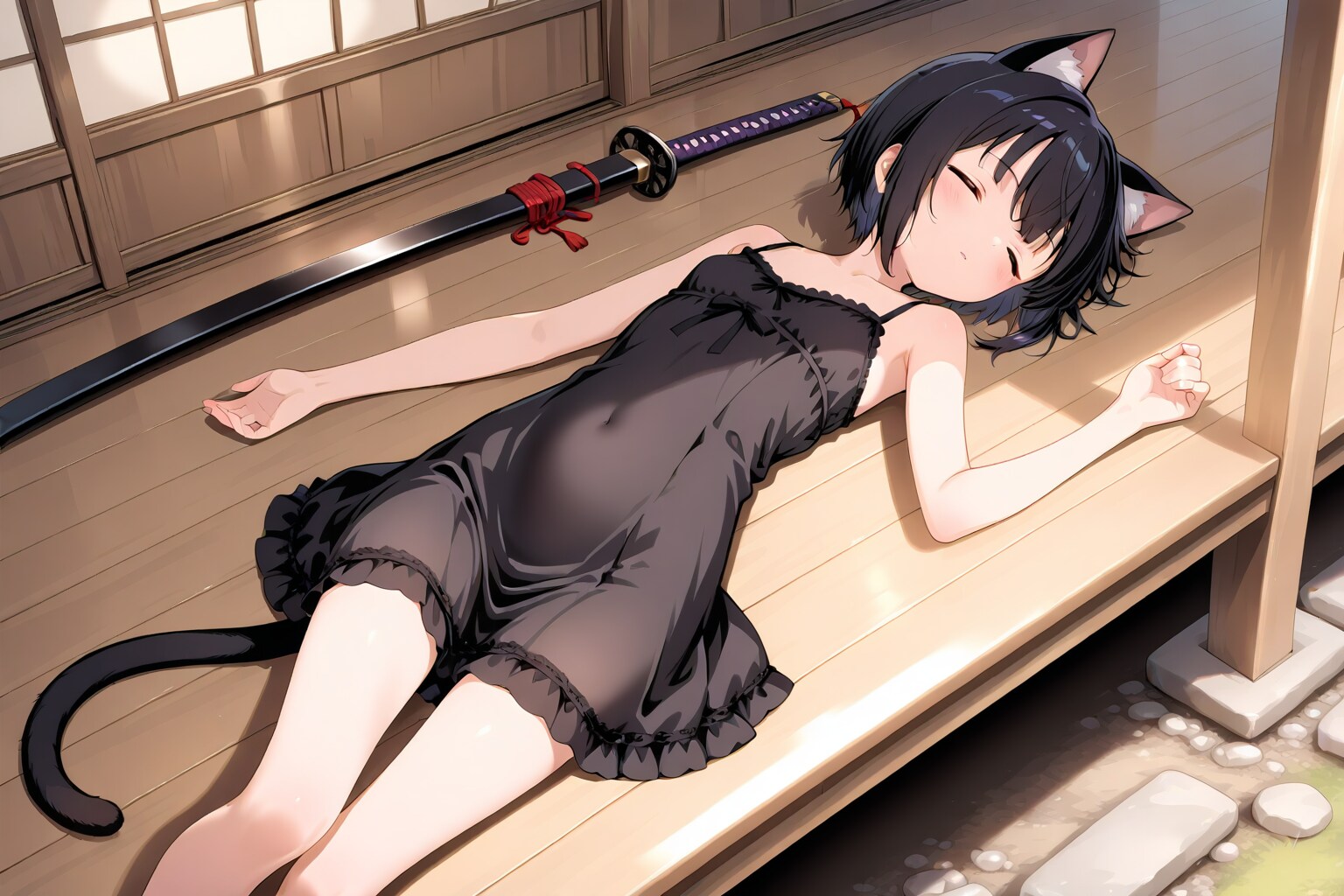 黒猫化生の昼寝