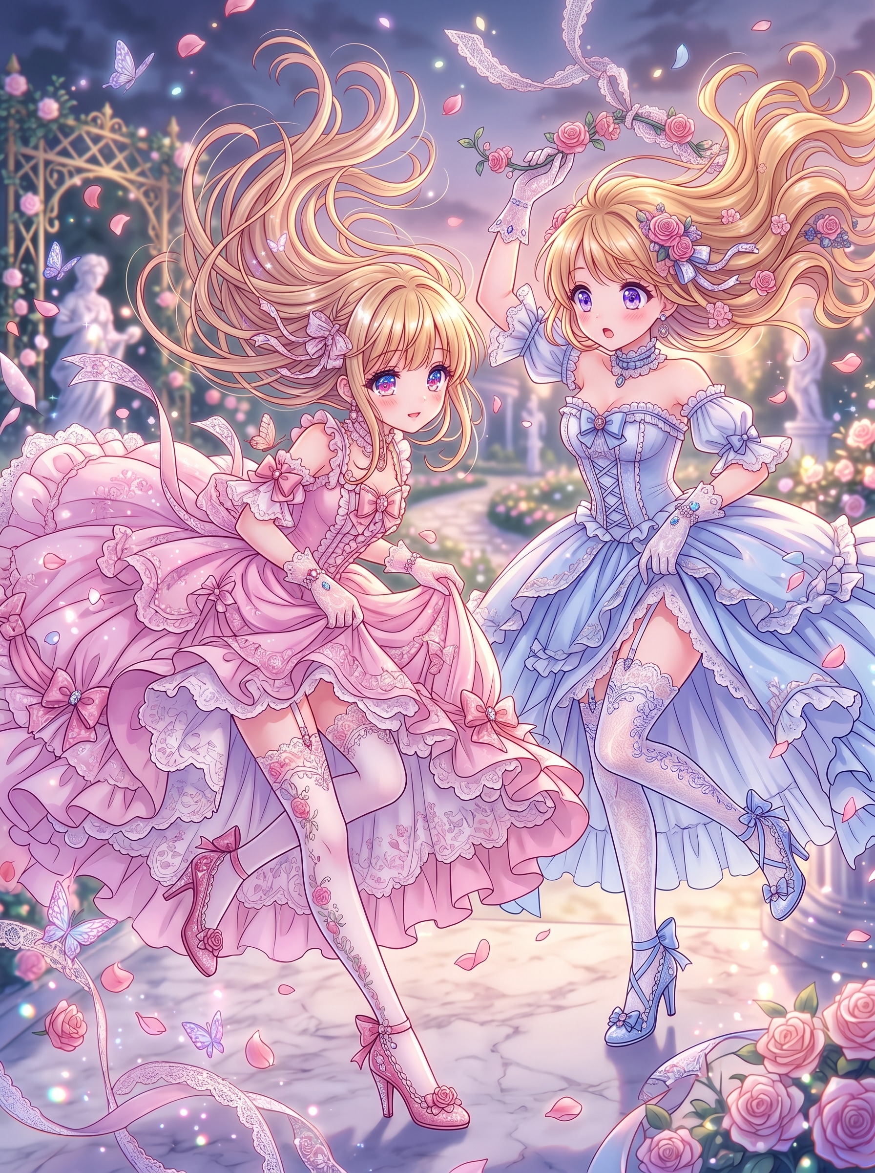 薔薇舞う優雅な双華 | の人気AIイラスト・グラビア