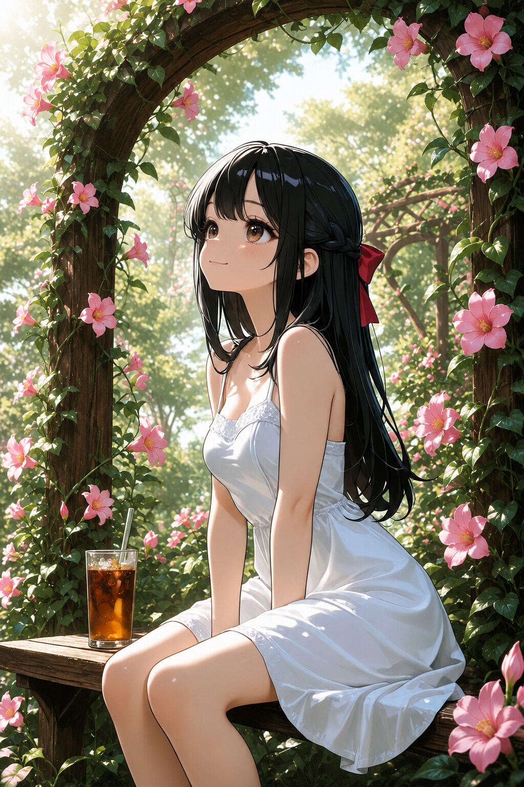 夏風に揺れるマンデビラ