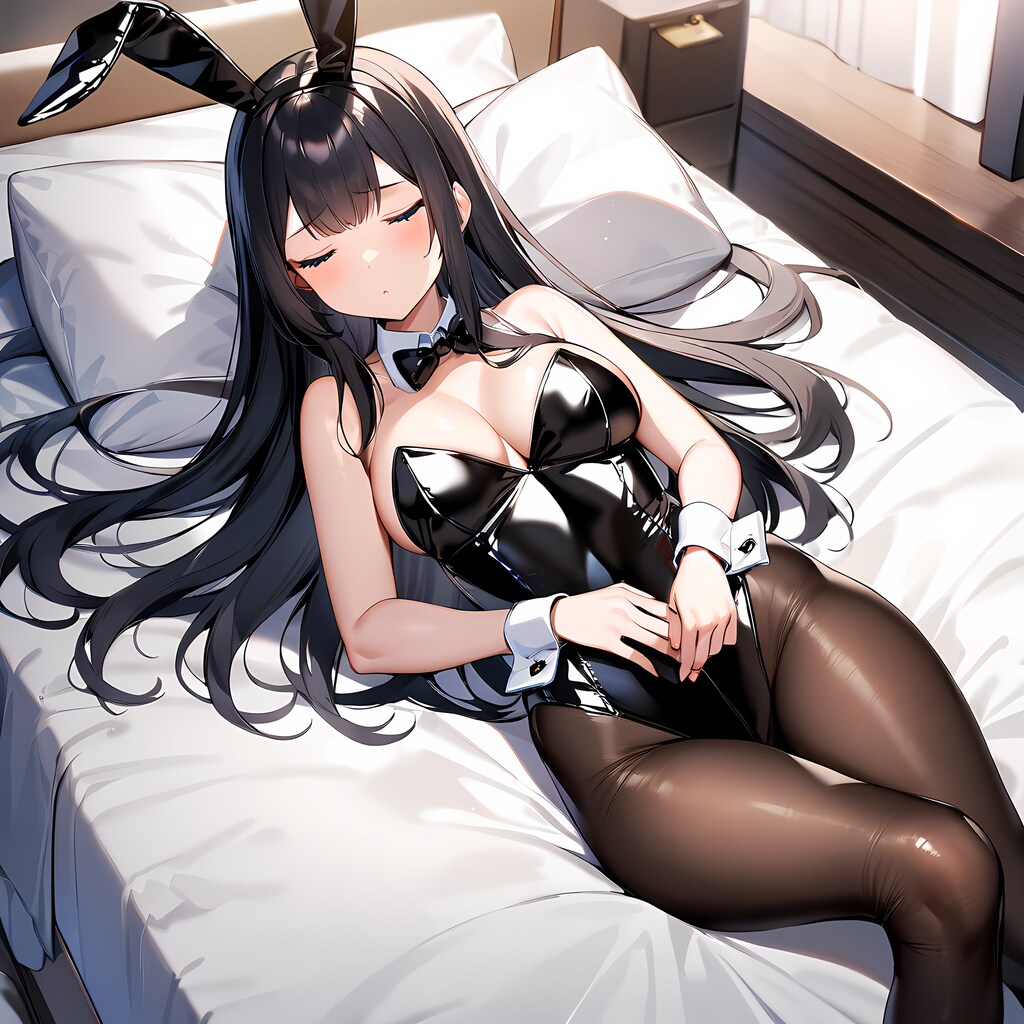 光沢黒エナメルバニーガール眠り