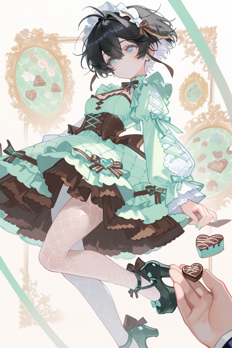 <本田ちゃん>チョコミントロリータドレス | の人気AIイラスト・グラビア