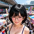 コミケ会場でビキニメガネ娘を撮影 10枚目