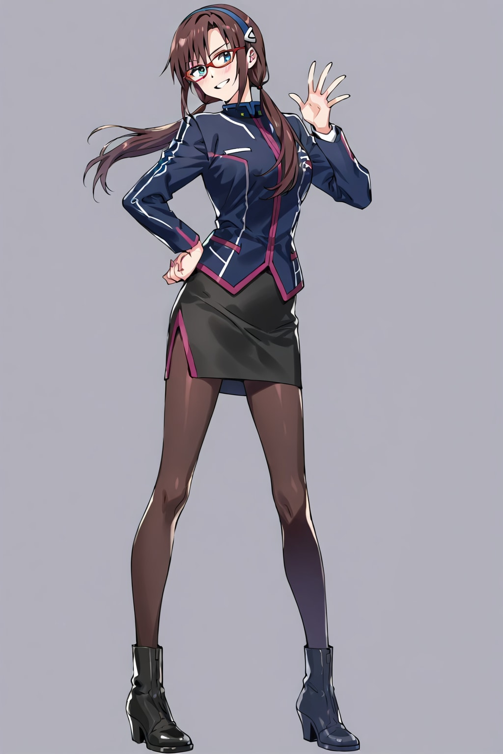 「制服姿の真希波マリイラストリアス」の全身写真