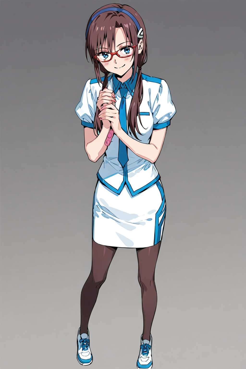 「制服姿の真希波マリイラストリアス」の全身写真