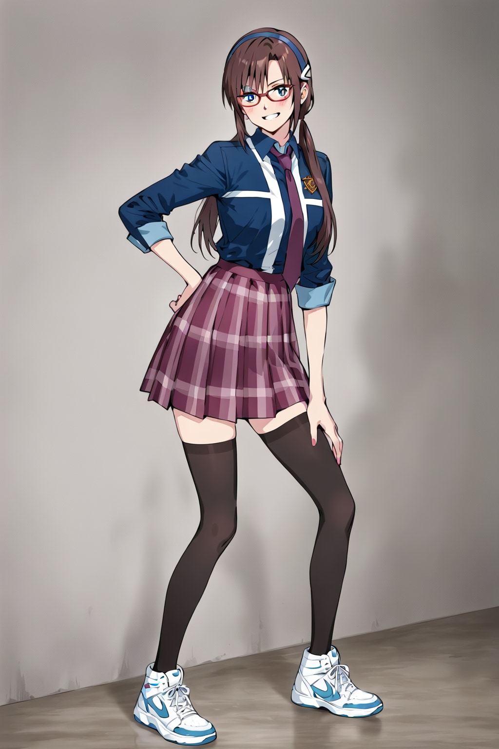 「制服姿の真希波マリイラストリアス」の全身写真