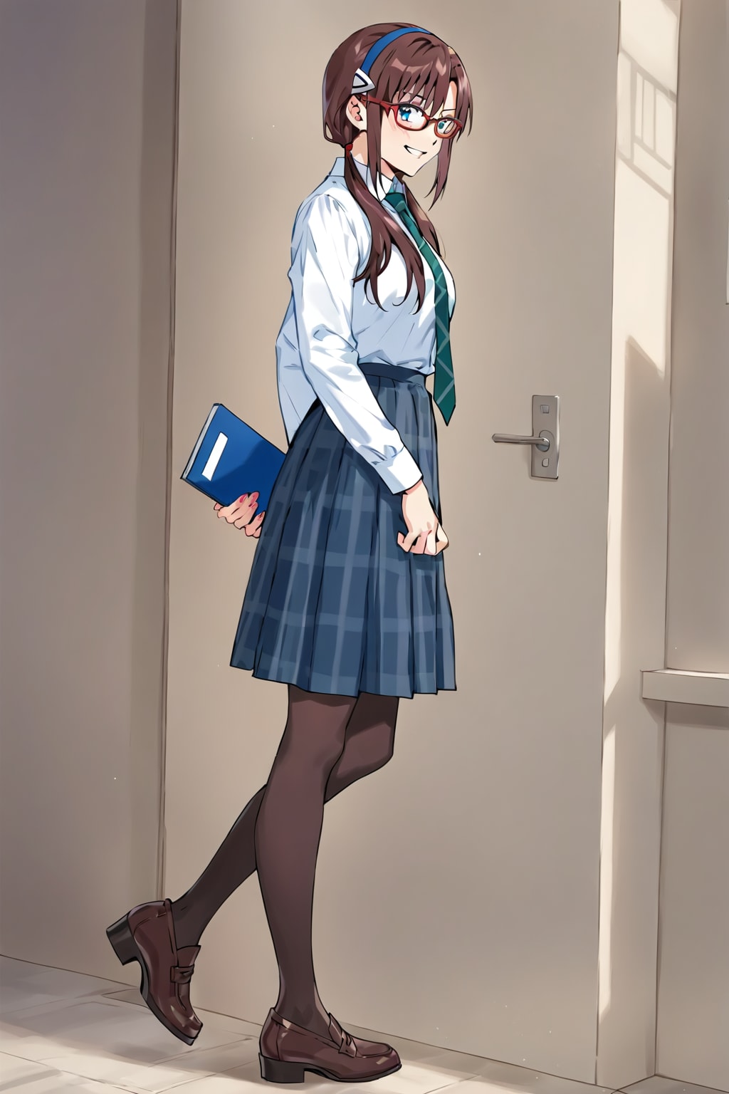 「制服姿の真希波マリイラストリアス」の全身写真