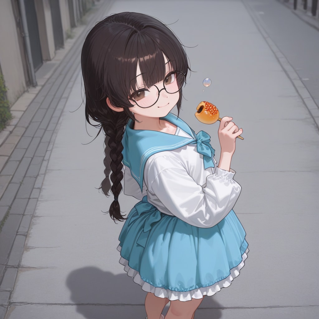 三つ編みちゃんと食べ歩き | の人気AIイラスト・グラビア