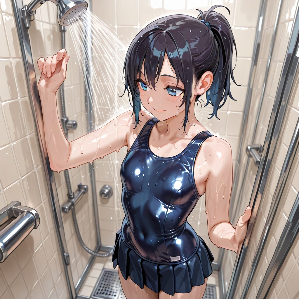 プールの後のシャワー