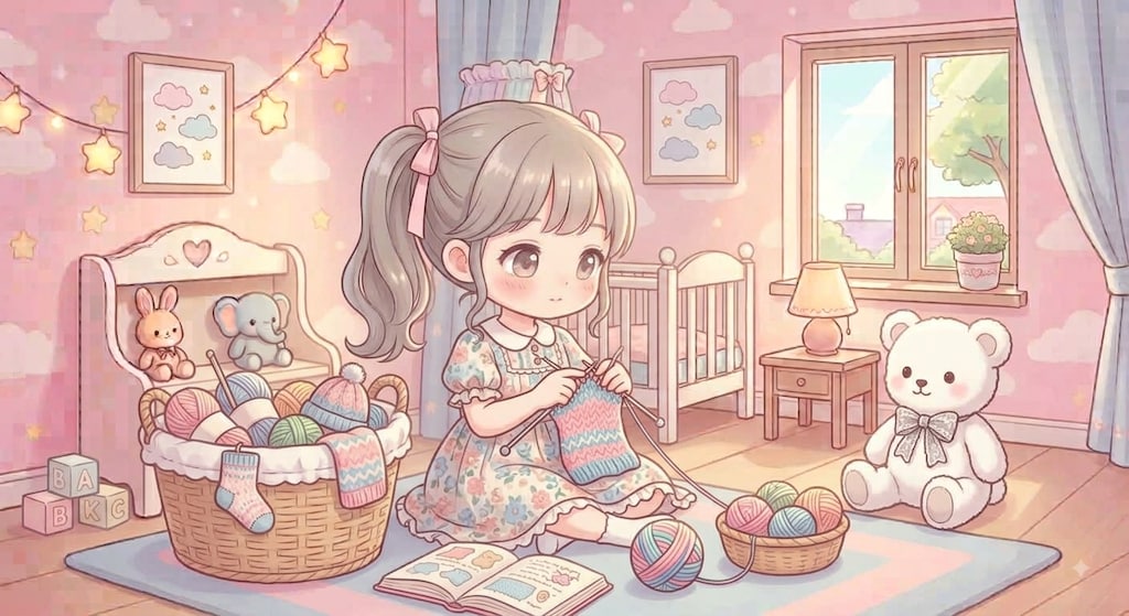 編み物をするノアちゃん