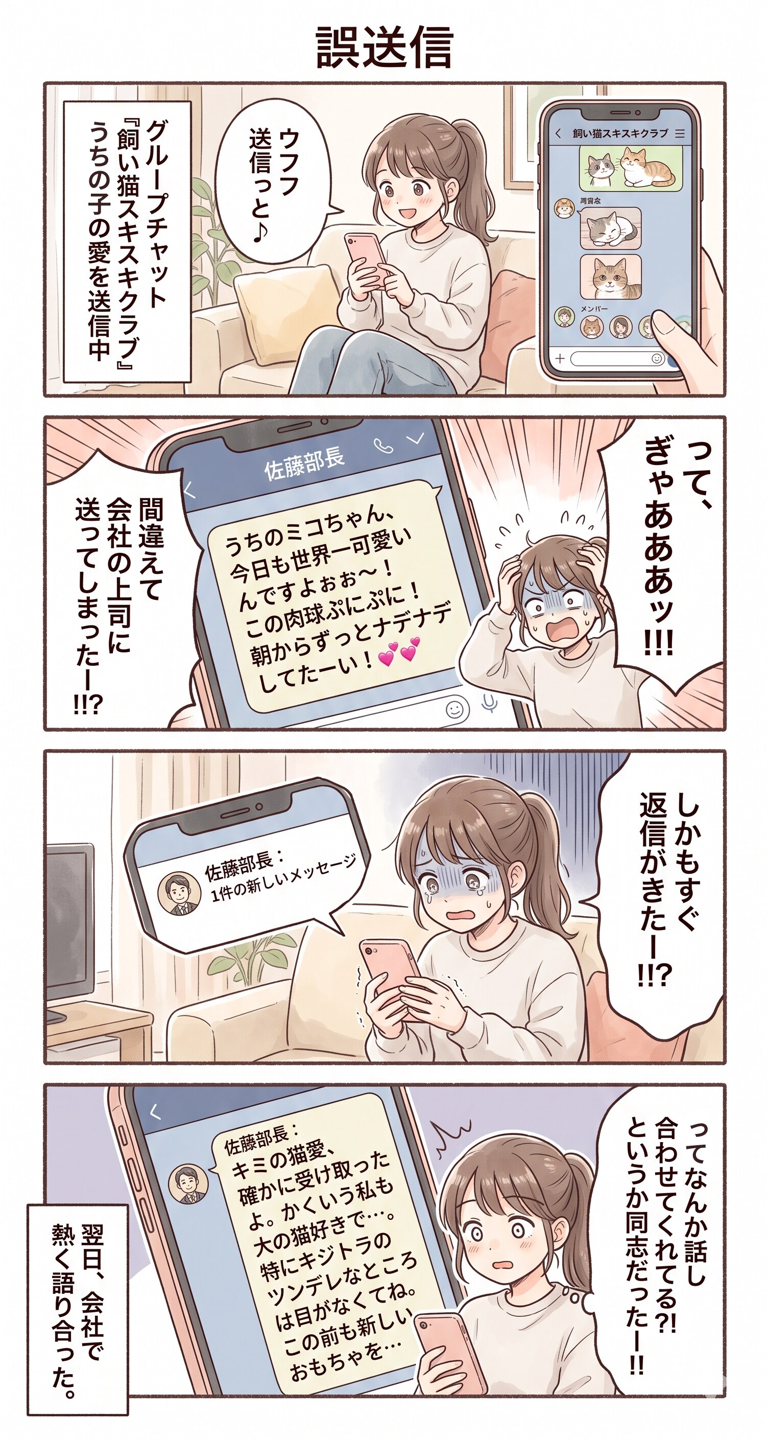 #79 ゆる日常4コマ「誤送信」 | の人気AIイラスト・グラビア