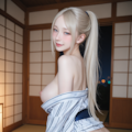 浴衣×ポニーテール×ロシア人クォーター美女 3枚目