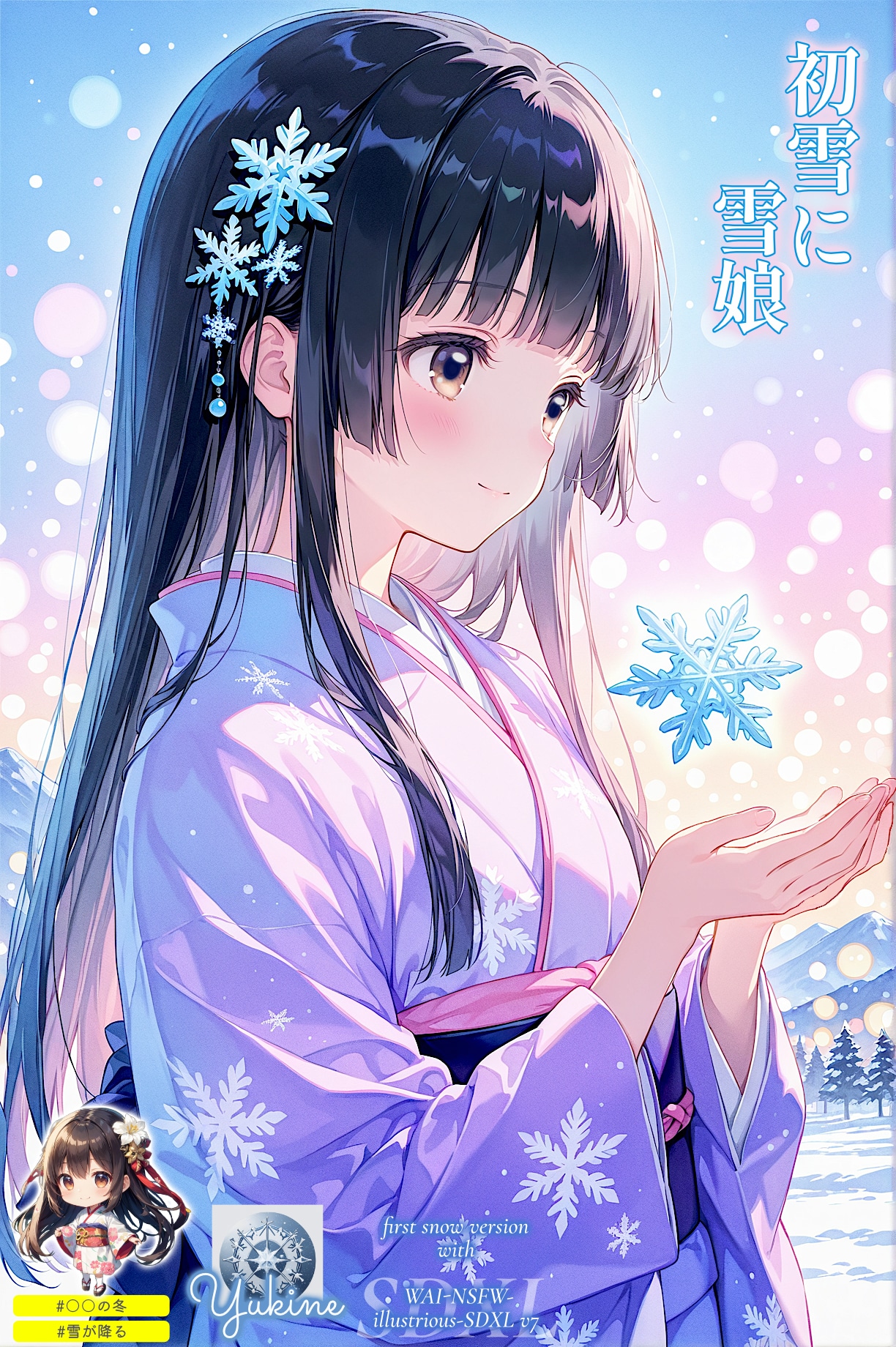 初雪に雪娘
