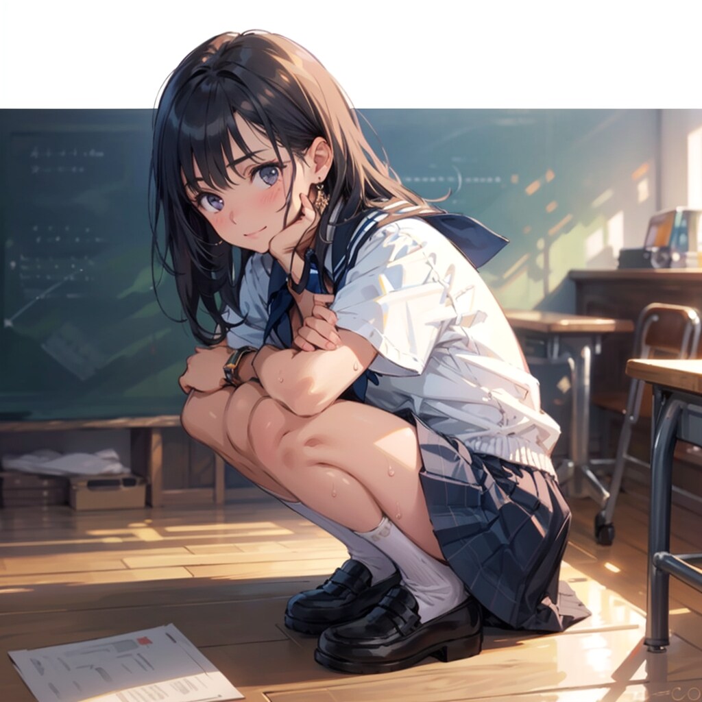しゃがみ女子高生