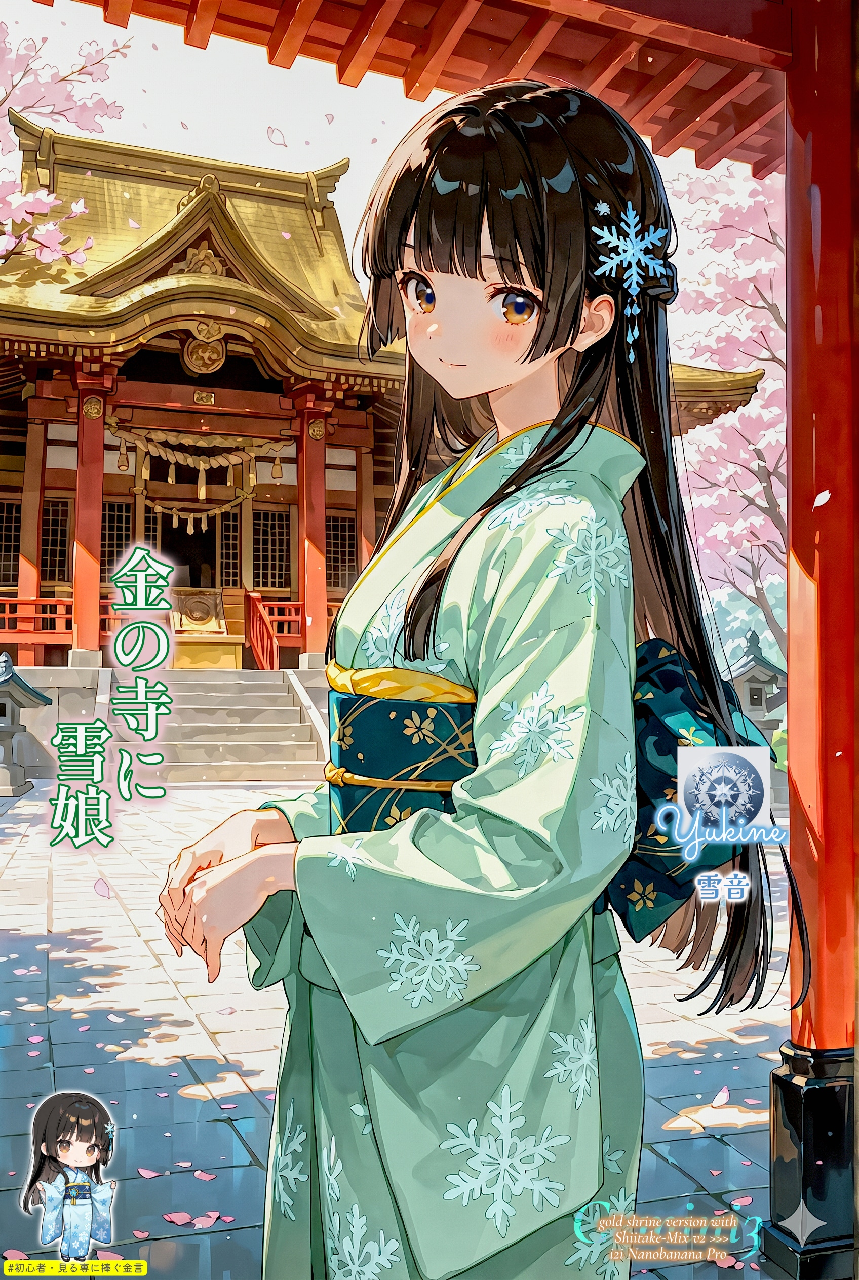 金の寺に雪娘【金言企画】 | の人気AIイラスト・グラビア