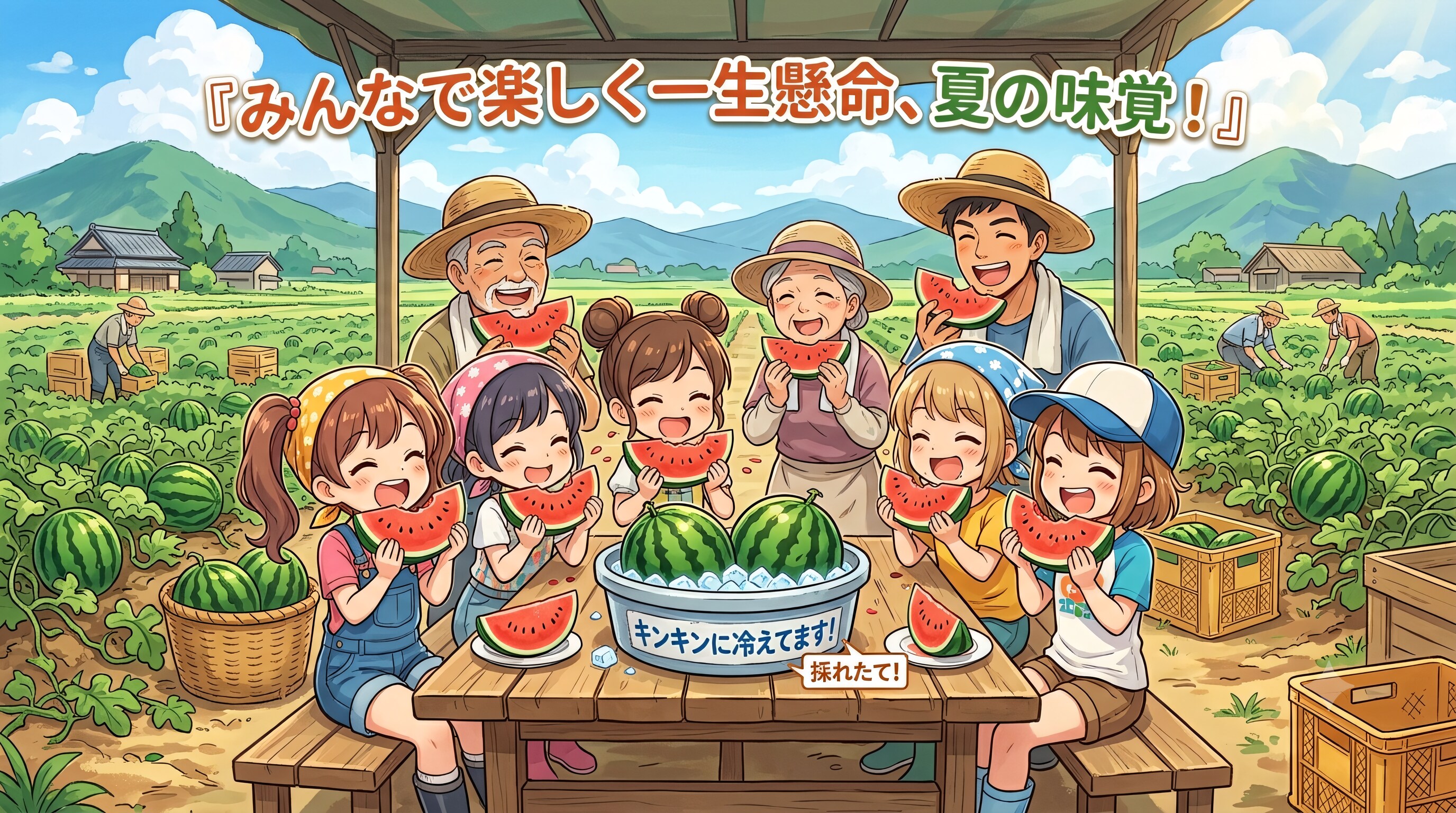 キンキンに冷えたスイカを食べる２