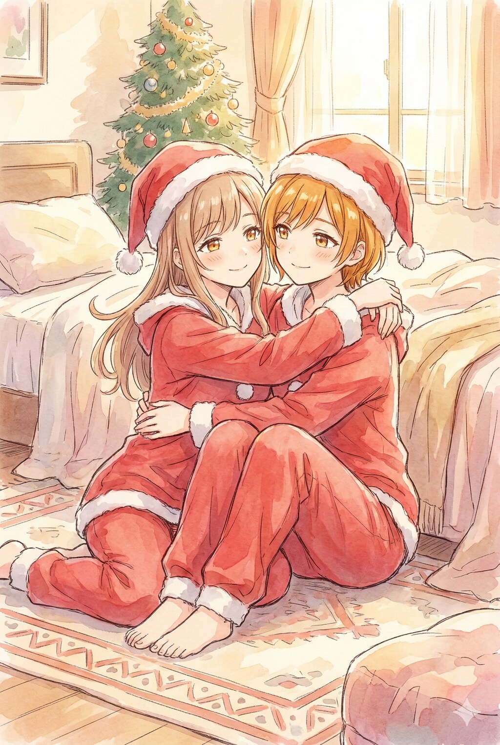 寝起きの姉妹🐰🐼