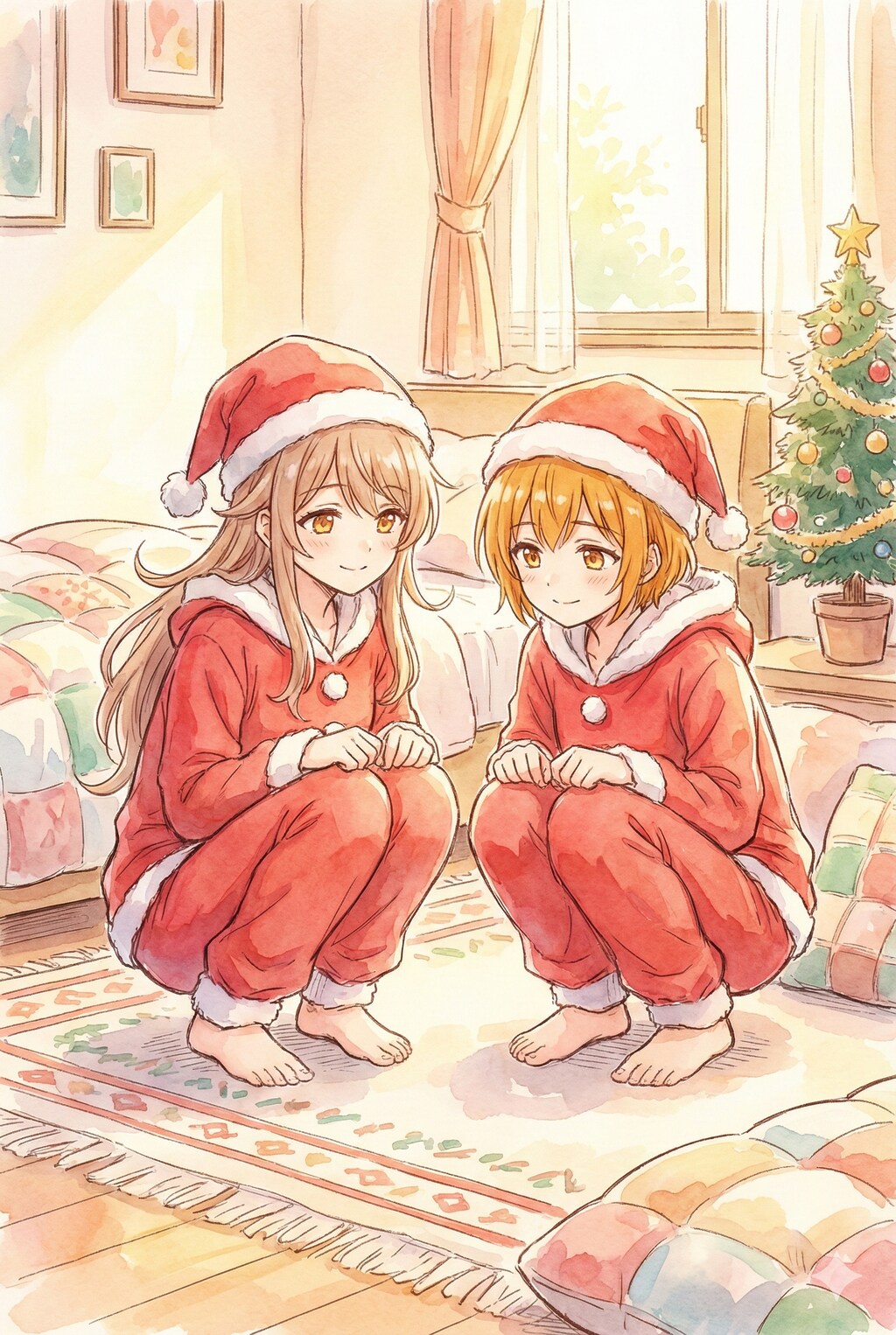 寝起きの姉妹🐰🐼