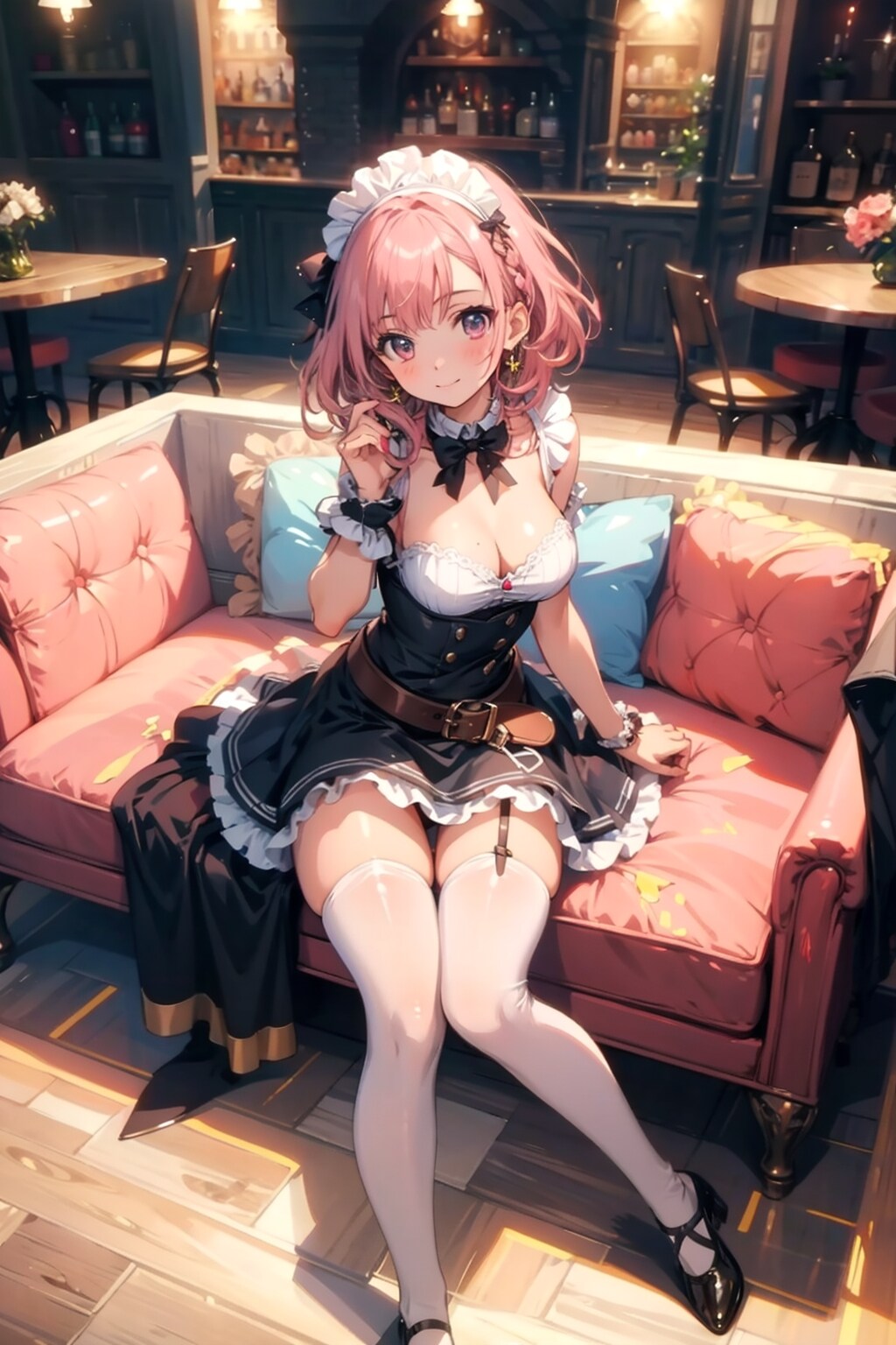 ベルトの付いたメイド服