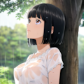 雨宿りする濡れ濡れ奥さん（雨宿り２） 3枚目