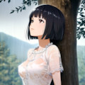 雨宿りする濡れ濡れ奥さん（雨宿り２） 2枚目