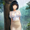 雨宿りする濡れ濡れ奥さん（雨宿り２） 4枚目