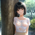 雨宿りする濡れ濡れ奥さん（雨宿り２） 5枚目