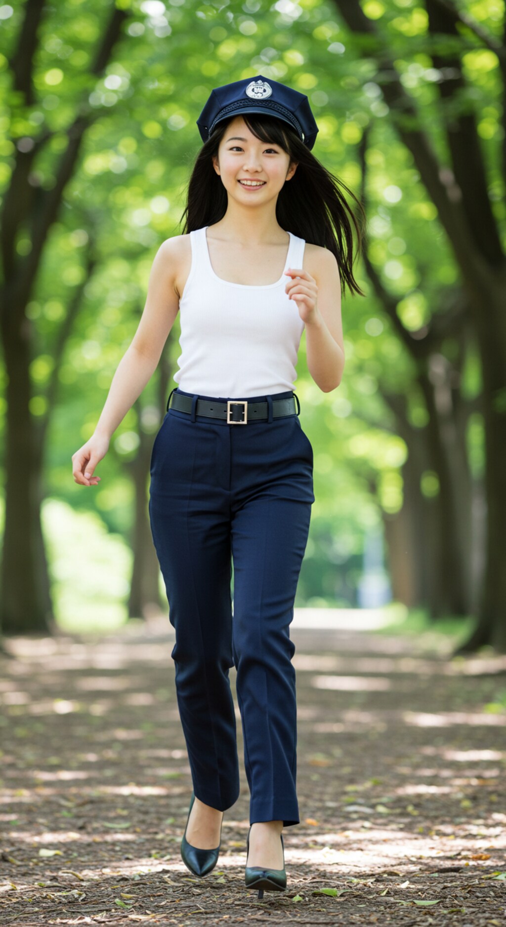 リアルかっこかわいい婦警の公園ランニング