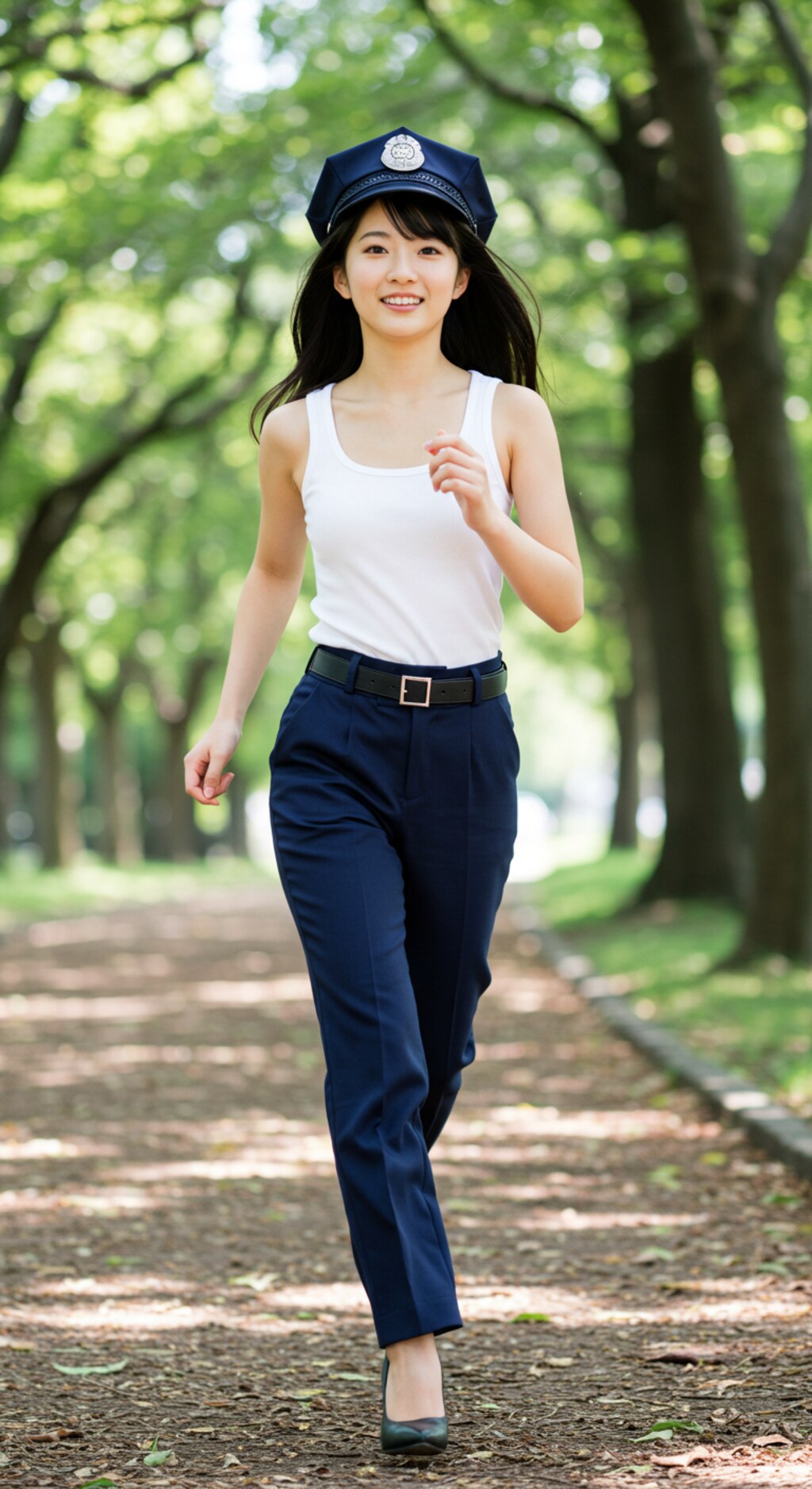 リアルかっこかわいい婦警の公園ランニング