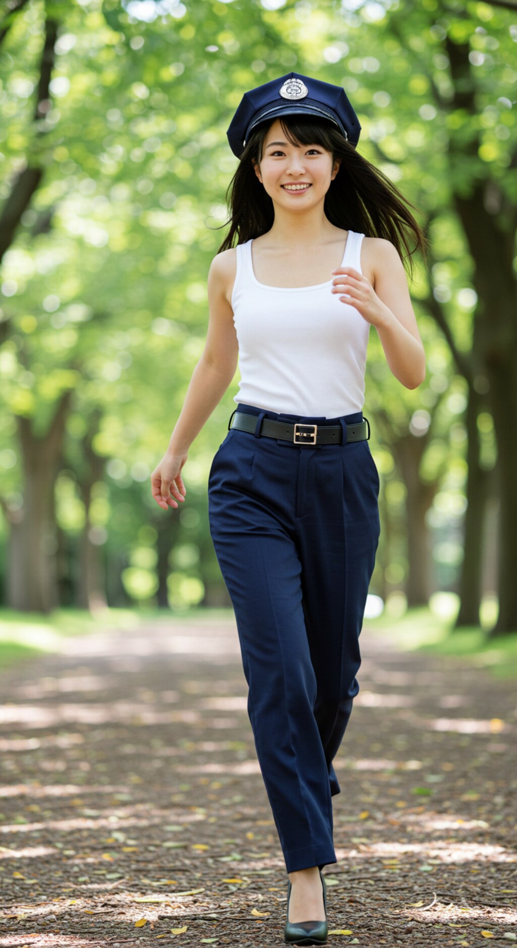リアルかっこかわいい婦警の公園ランニング