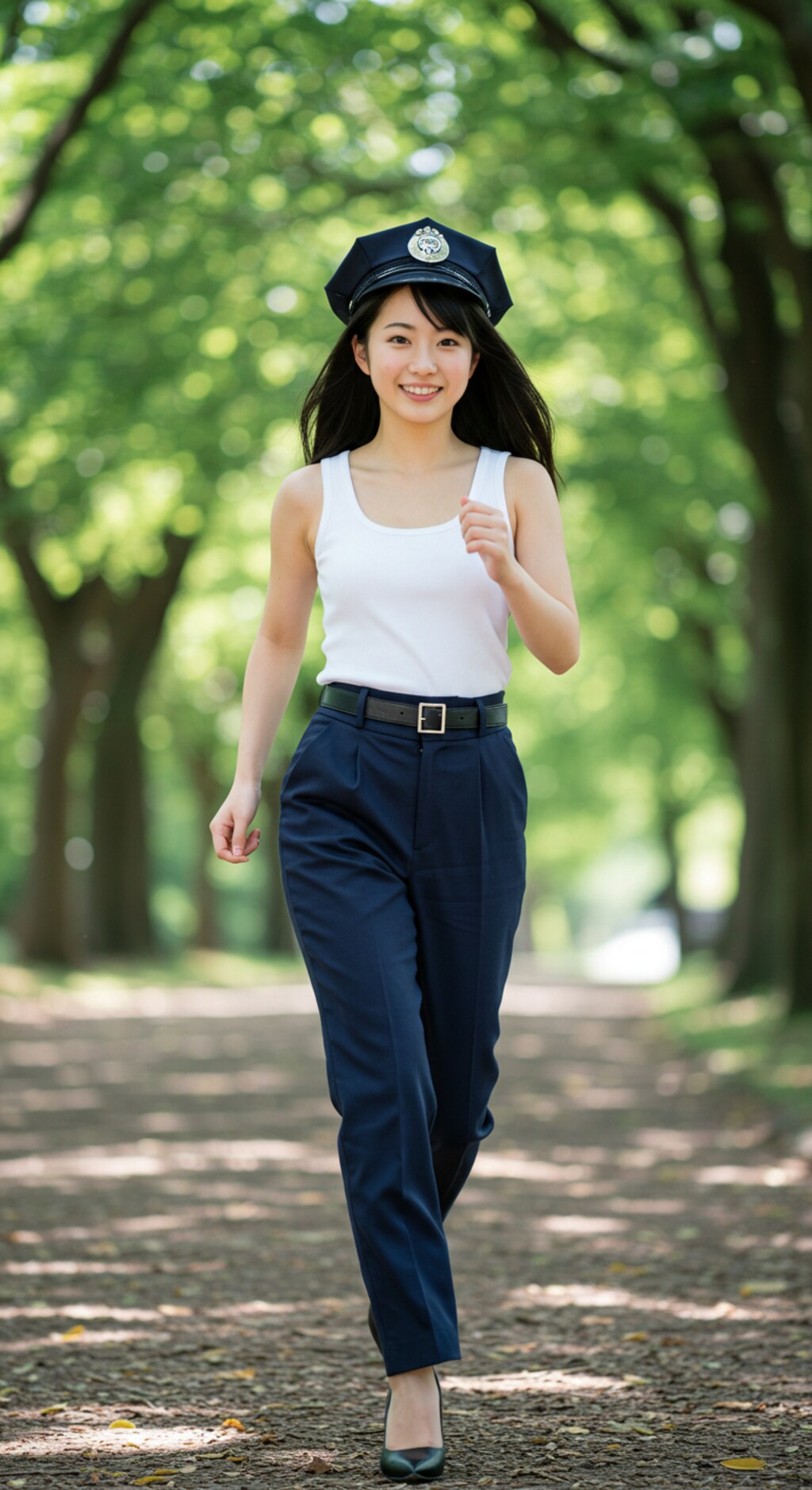 リアルかっこかわいい婦警の公園ランニング