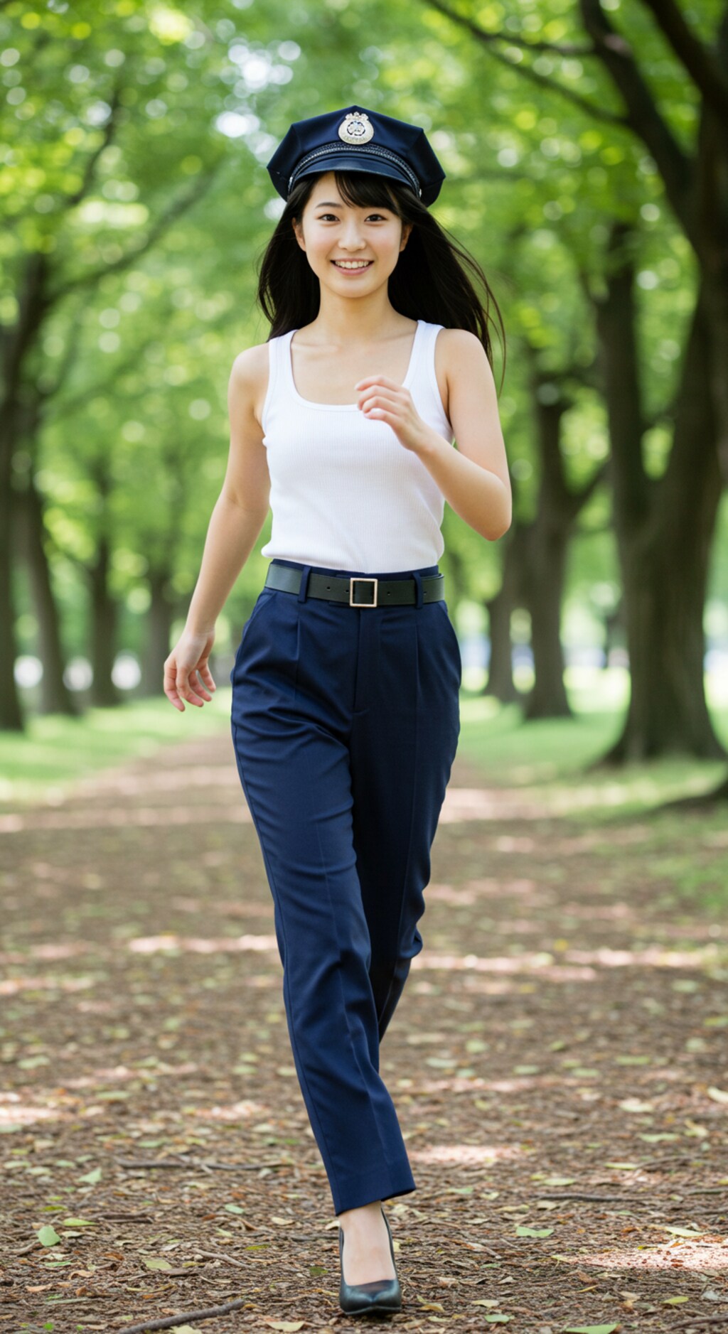 リアルかっこかわいい婦警の公園ランニング