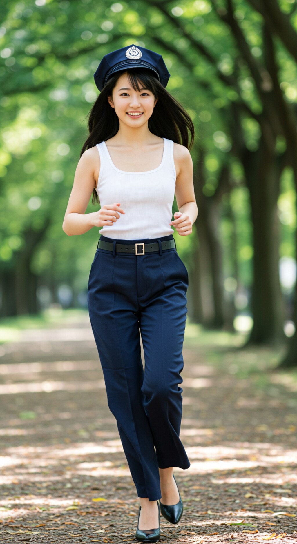 リアルかっこかわいい婦警の公園ランニング