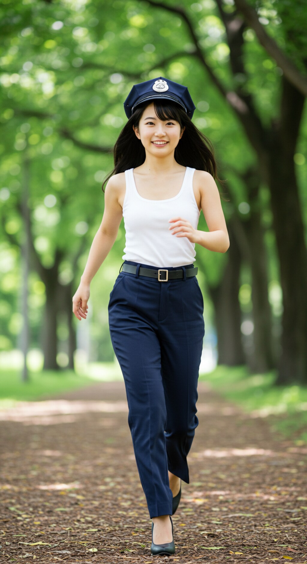 リアルかっこかわいい婦警の公園ランニング