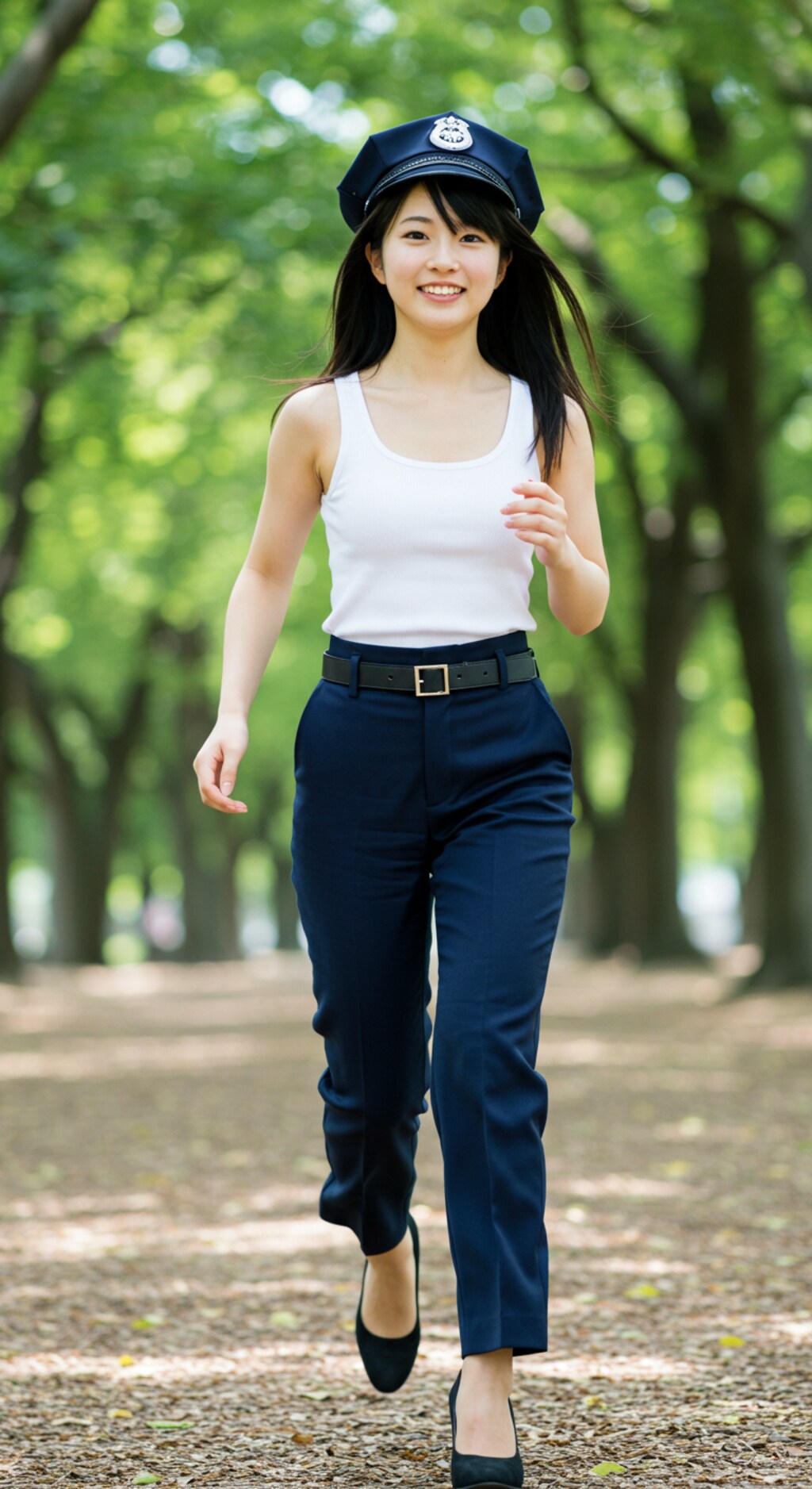 リアルかっこかわいい婦警の公園ランニング