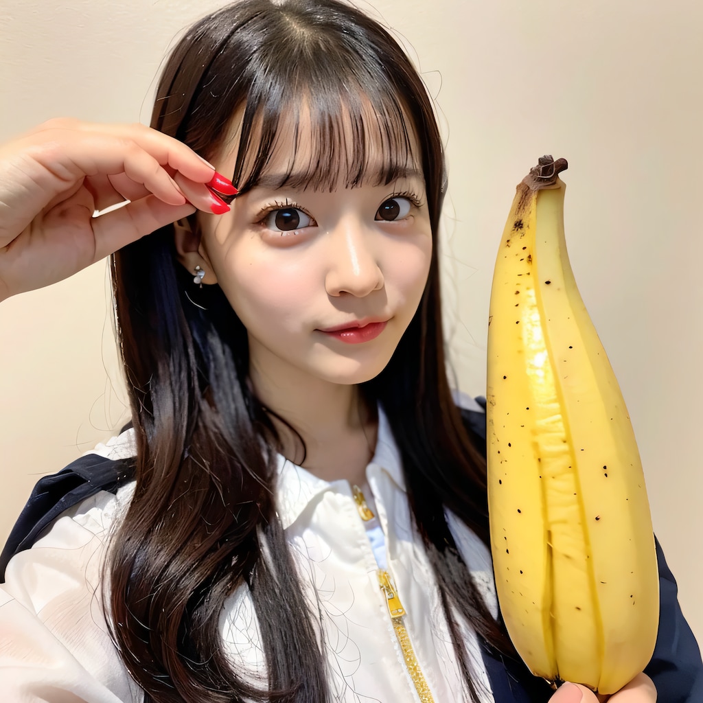 黒髪ロングでバナナの美女２３