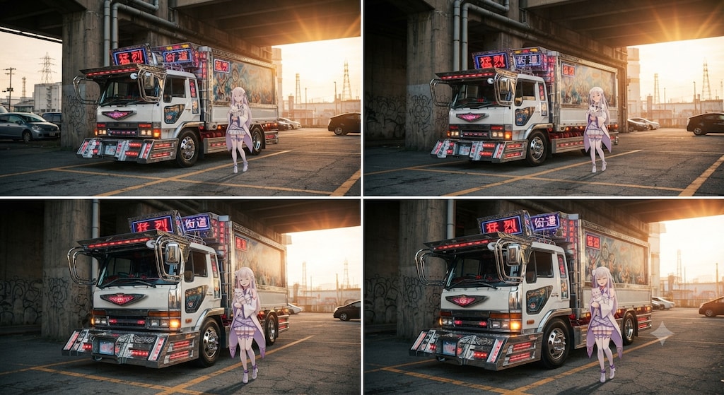 女の子とデコトラ