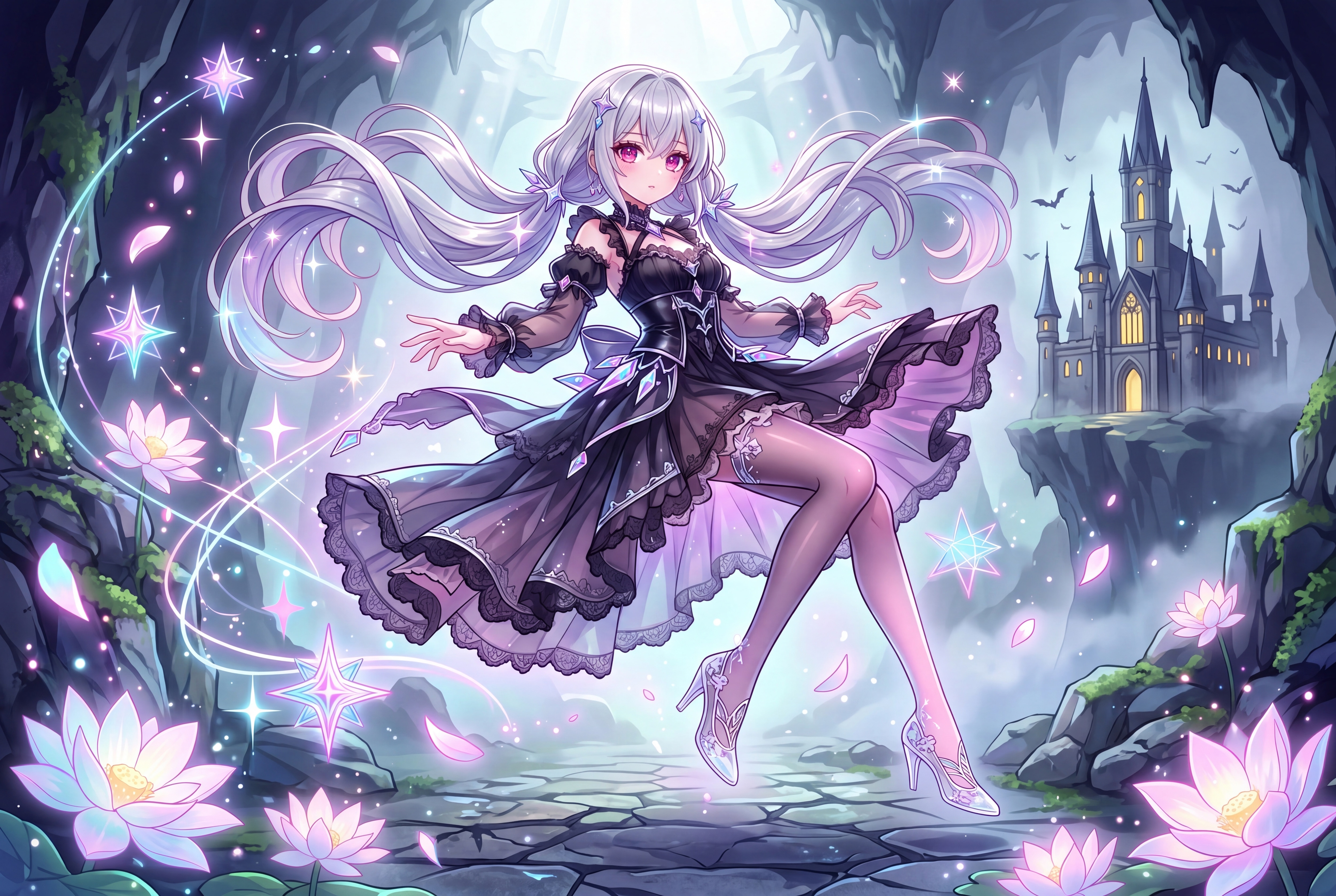 闇蓮の舞う城 | の人気AIイラスト・グラビア