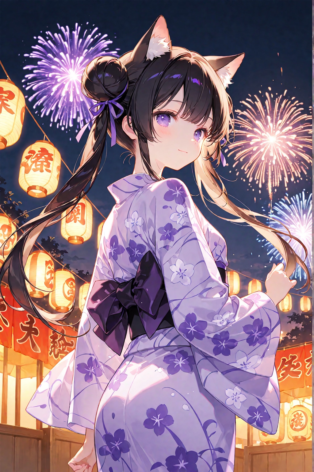 お団子に猫娘